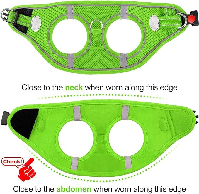 Joytale Small Dog Harness, Breathable Mesh Step-in Vest, Reflective Soft Padded Harnesses for Medium Dogs, Green, XL