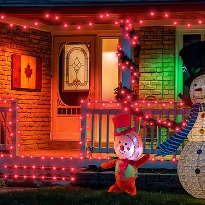 QITONG 165ft 500 LED Red Christmas Lights, Clear Wire Outdoor String Lights Plug in, 8 Modes Twinkle Xmas Light Indoor