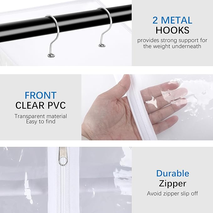 Libeder Hanging Closet Organizer, 8-Shelf Wardrobe Clothes Storage Organizer with Zipper,Hanging Shelves for Sweater,Shoes,Purse,Hats,White