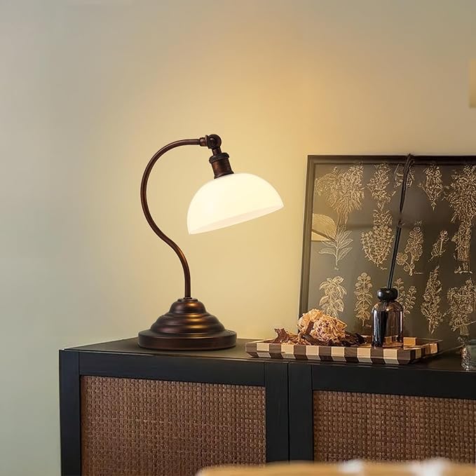 Cordless LED Table Lamp, 180° Swing Arm Desk Lamp, Rechargeable, Dimmable/3 Color/Memory Function, Vintage Rechargeable Table Light for Living Room,Bedroom,Bedside, Oil Rubbed Bronze