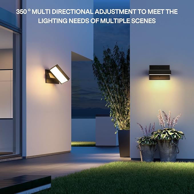 Outdoor Wall Light 350° Rotate Modern Wall Sconce Minimalist Style Wall Mount Light Aluminum Outside Light Fixture No Glare high Brightness 3000K LED Warm Lights for Porch/Front Door