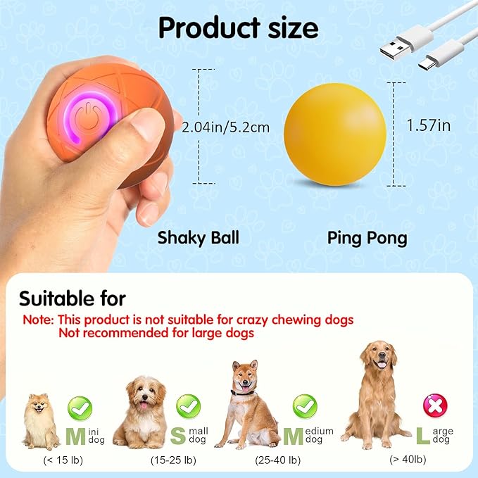 Shaky Ball Toy for Dogs, Automatic Moving Dog Toy Ball for Dogs(Cosmic Orange)