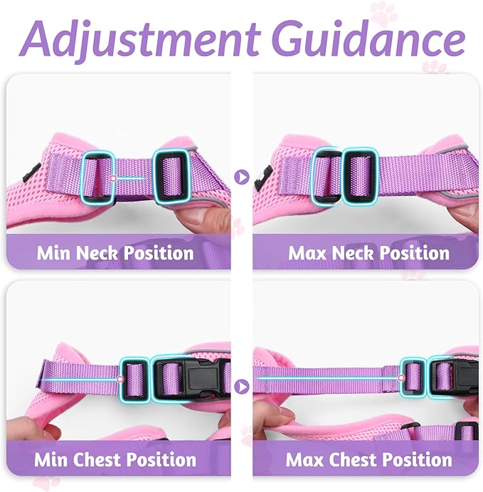 rabbitgoo Cat Harness and Leash for Walking, Escape Proof Soft Adjustable Vest Harnesses for Cats, Easy Control Breathable Reflective Strips Jacket, Pink & Purple, S