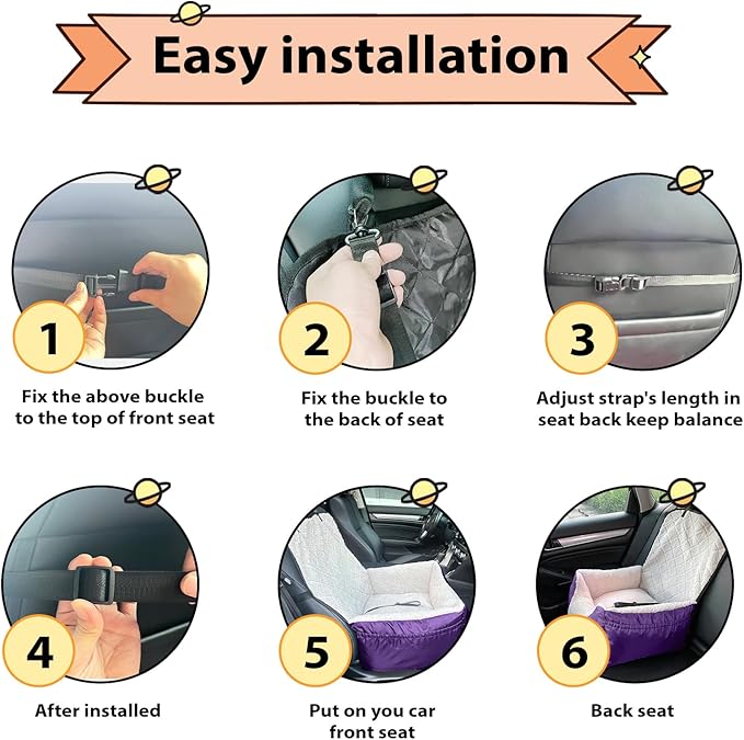Car Seat Suitable for Small Dogs, Pet CarSeat with Storage and Clip-On Safety Tether, Fully Removable and Washable Dog Car Seat, Dogs Booster Seat Suitable Small Medium Dog