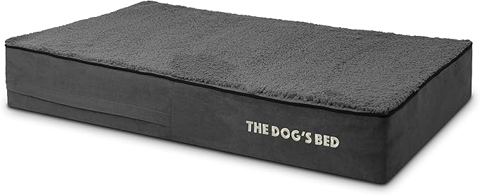 The Dog’s Bed Orthopedic Memory Foam Dog Bed, Large Grey Plush 40x25, Pain Relief for Arthritis, Hip & Elbow Dysplasia, Post Surgery, Lameness, Supportive, Calming, Waterproof Washable Cover