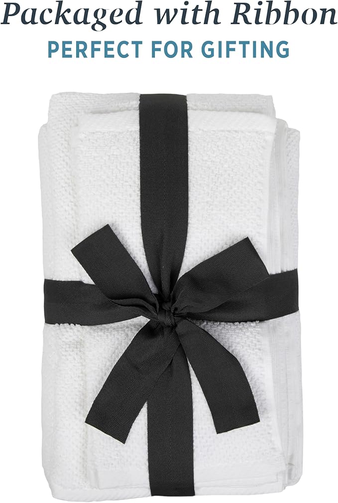 Welhome Franklin 100% Cotton Popcorn Textured Towel Set - 4 Pack Bath Towels, 600 GSM, Soft & Plush, White