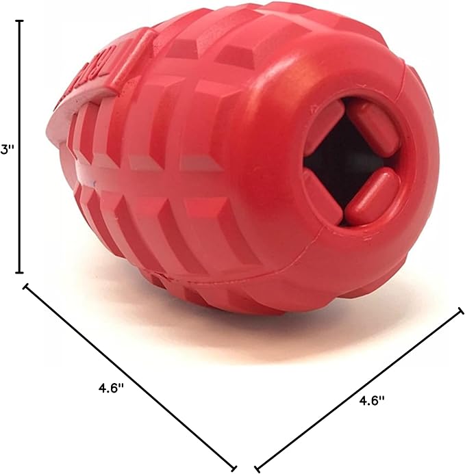 SodaPup USA-K9 Grenade – Durable Dog Treat Dispenser and Chew Toy Made in USA from Non-Toxic, Pet Safe, Food Safe Natural Rubber Material for Mental Stimulation, Problem Chewing, Calming Nerves & More