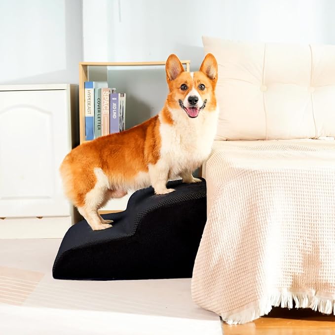 Dog Stairs for Small Dogs, High Density Foam Dog Ramp, Extra Wide Non-Slip Pet Steps for High Beds Or Couch, Soft Foam Doggie Ladder for Dogs Injured, Older Pets, Small Cats