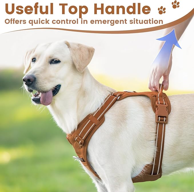 No Pull Dog Harness, Reflective Puppy Vest for Small Medium Large Sized Dog(Carmel Brown,XS)