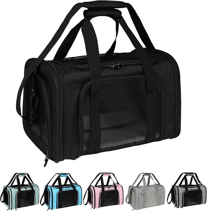 Top tasta Dog Cat Carrier Pet Carriers for Small Medium Large Cats Dogs Carrier Under 25 Lbs Soft Sided Small Puppy Dog Carrier Portable Foldable Dog Cat Travel Carrier (Black 20 * 13 * 13)