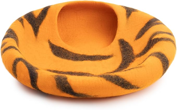Woolygon Premium Felt Cat Cave Bed β Wool Kitty Beds Handcrafted Kitten Caves Bed for Indoor Cats - Made from 100% Eco-Friendly Merino Wool, Foldable Cat Hidewawy Covered Cat House Pod