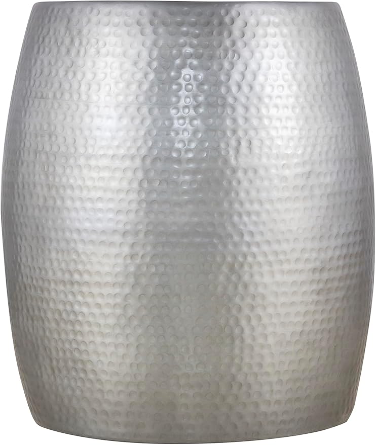 ET501 Modern Contemporary Aluminum Material 21" Height End Table, Side Table with Hand Hammered Design Antique Silver