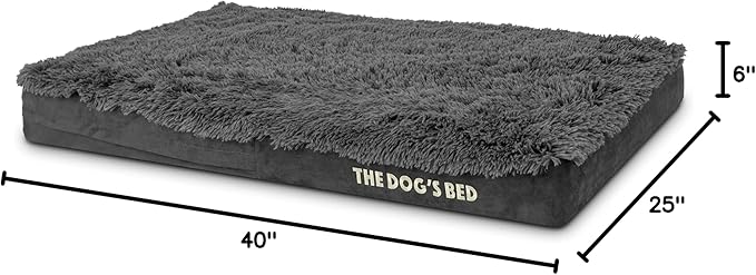 The Dog’s Bed Orthopedic Memory Foam Dog Bed, Large Grey Fur 40x25, Pain Relief for Arthritis, Hip & Elbow Dysplasia, Post Surgery, Lameness, Supportive, Calming, Waterproof Cover