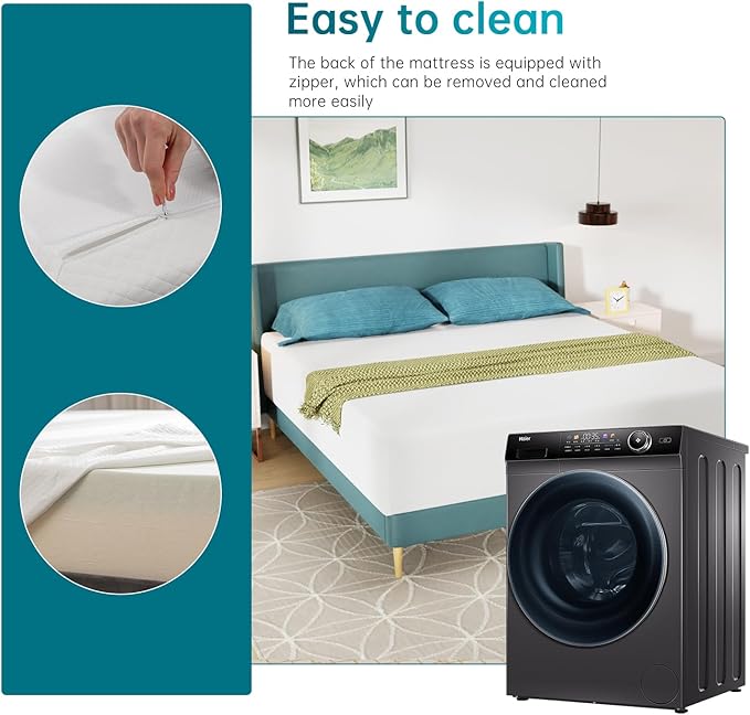 FDW | 14 Inch King Mattress | Medium Firm | Gel Memory Foam Mattress | White | Bed in a Box, CertiPUR-US Certified | Pressure Relief, Cooling Ventilated Foam | Washable Removable Cover