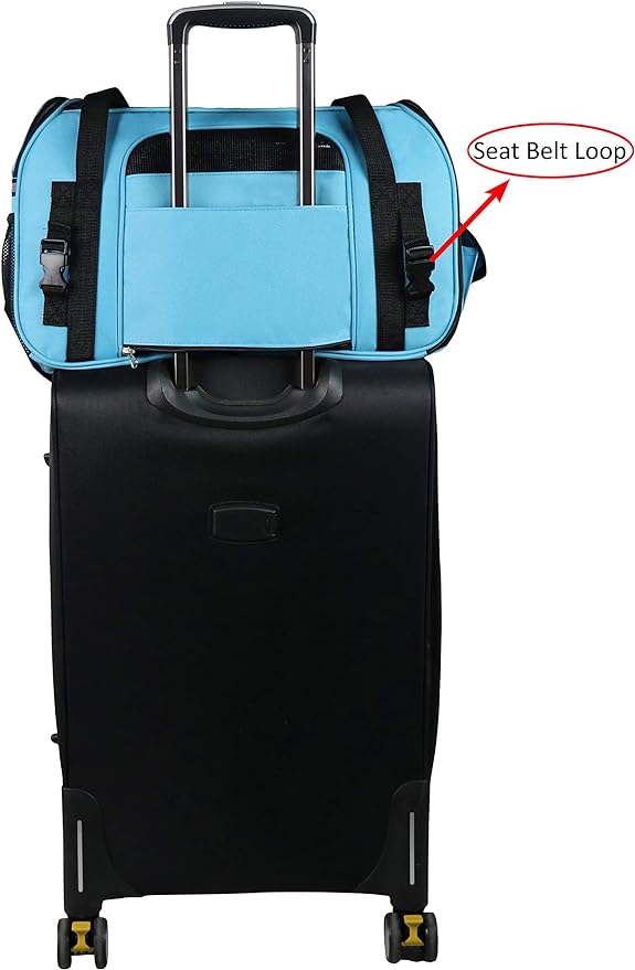 EliteField Soft Sided Pet Carrier (3 Year Warranty, Airline Approved), Multiple Sizes and Colors Available (Large: 19" L x 10" W x 13" H, Sky Blue)
