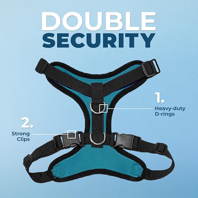 Voyager Step-in Pet Harness - All Weather Mesh, Adjustable Step in Harness for Cats and Dogs by Best Pet Supplies - Turquoise/Black Trim, XS