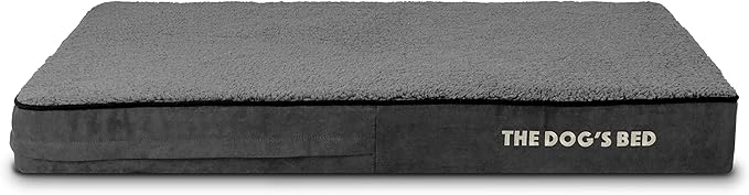 The Dog’s Bed Orthopedic Memory Foam Dog Bed, Large Grey Plush 40x25x4, Pain Relief for Arthritis, Hip & Elbow Dysplasia, Post Surgery, Lameness, Supportive, Calming, Waterproof Washable Cover
