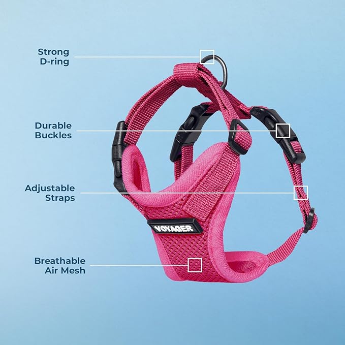 Voyager Step-in Pet Harness - All Weather Mesh, Adjustable Step in Harness for Cats and Dogs by Best Pet Supplies - Fuchsia, S