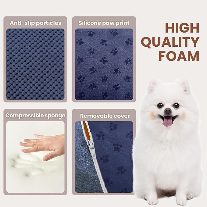 Dog Stairs for Small Dogs, 3 Tiers High Density Foam Dog Ramp, Extra Wide Non-Slip Pet Steps for High Beds Or Couch, Soft Foam Doggie Ladder for Dogs Injured, Older Pets, Small Cats