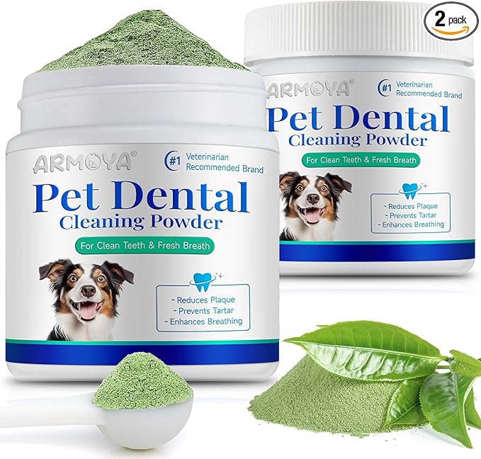 Dog Dental Powder for Fresh Breath and Healthy Teeth - Plaque Control for Small, Medium, Large Dogs
