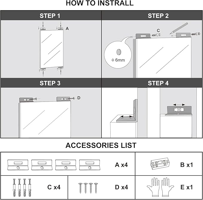brisafe 2PCS 71" x 47" Home Gym Mirrors for Wall – Ultra-Light Nano Full-Length Wall Mirrors for Dance Studio & Yoga, Ultra Clear Nano Material Full-Length Mirror, Oversized Shatterproof Floor Mirror