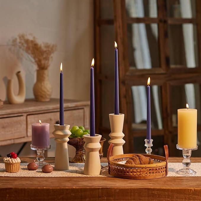 New Burning Formula Unscented Dripless 10-Inch Taper Candles Set of 12 - Navy Blue, for Wedding, Dinner - Smokeless, Long Burning - Hand Poured, Colored Tall Candlesticks - Azul Marino