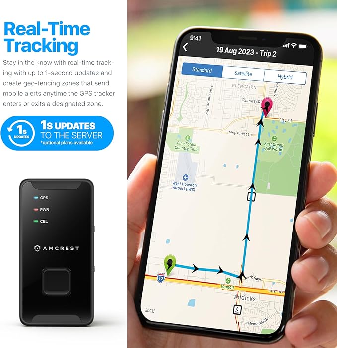 Amcrest GPS GL300 GPS Tracker for Vehicles (4G LTE) - Portable Mini Hidden Real-Time GPS Tracking Device for Vehicles, Cars, Kids, Pets, Assets, Text/Email/Push Alerts, Twin Magnet Weatherproof Case