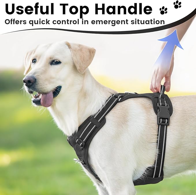 No Pull Dog Harness, Reflective Puppy Vest for Small Medium Large Sized Dog(Black,L)
