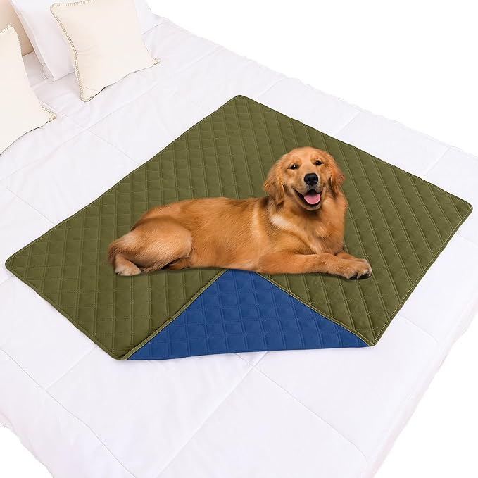 Smiry Waterproof Dog Blanket, Reversible Dog Bed Cover Pet Blanket, Soft Pet Couch Covers for Sofa Washable, Bed Couch Sofa Furniture Protector for Puppy Cat Kids (40"x50", Green/Navy)