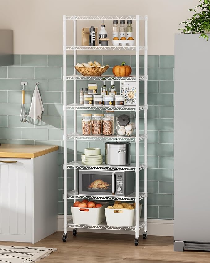 8 Tier Adjustable Storage Shelves Heavy Duty Metal Shelf Wire Shelving Unit Organizer Rack for Home Kitchen Office Pantry Room Bathroom Shelving Organizers and Storage Laundry
