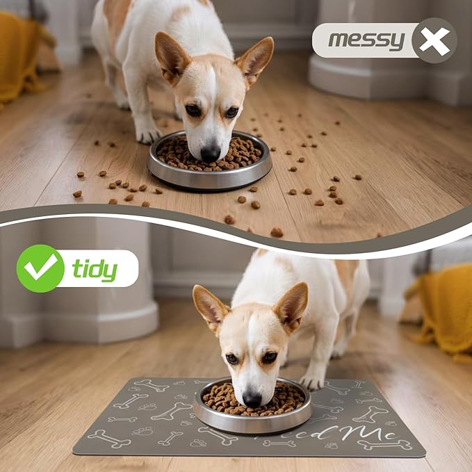 Le courant Absorbent Pet Mat Dog Cat Mat for Floors Waterproof,Cat Placemat Mat for Feeding Bowls - No Stains No Sliding Quick Dry Dog Water Mat Eating Mat Dish Mat-15.7x23.6 in