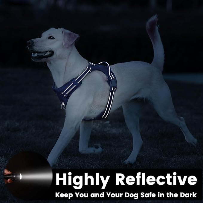 No Pull Dog Harness, Reflective Puppy Vest for Small Medium Large Sized Dog(Prussian Blue,S)