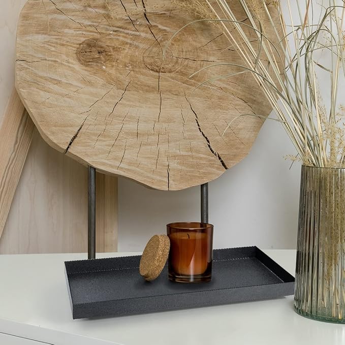 Rectangle Black Matte Metal Tray, Suit for Candle Holder, Vanity Decor Projects, Bathroom Toilet Tank Tray, Perfume or Jewelry Storage, and Coffee Table Centerpiece