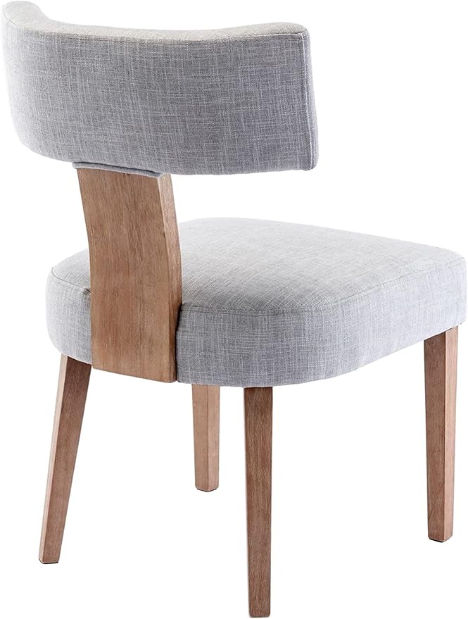 Linen Dining Chairs Set of 2 Modern Dining Chair with Wood Legs, Upholstered Dining Chairs for Dining Room, Kitchen, Vanity, Living Room, Grey