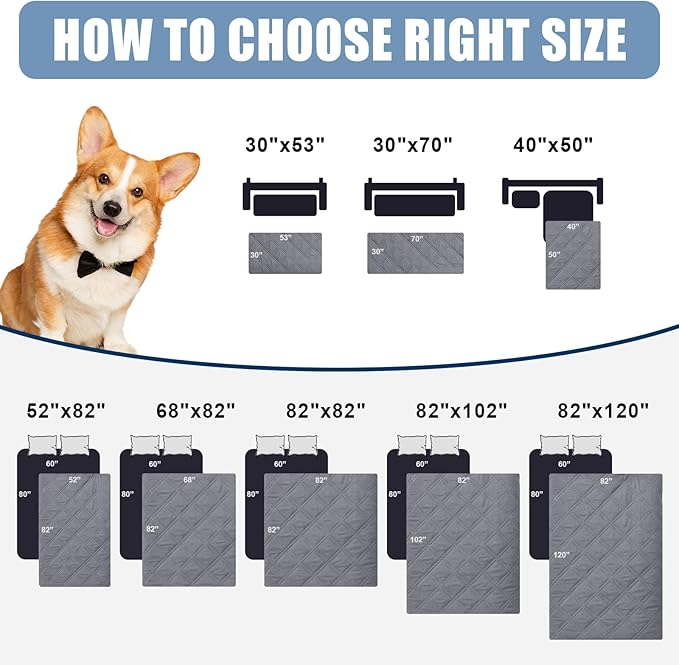 Smiry Waterproof Dog Blanket, Reversible Dog Bed Cover Pet Blanket, Soft Pet Couch Covers for Sofa Washable, Bed Couch Sofa Furniture Protector for Puppy Cat Kids (40"x50", Grey/Light Grey)