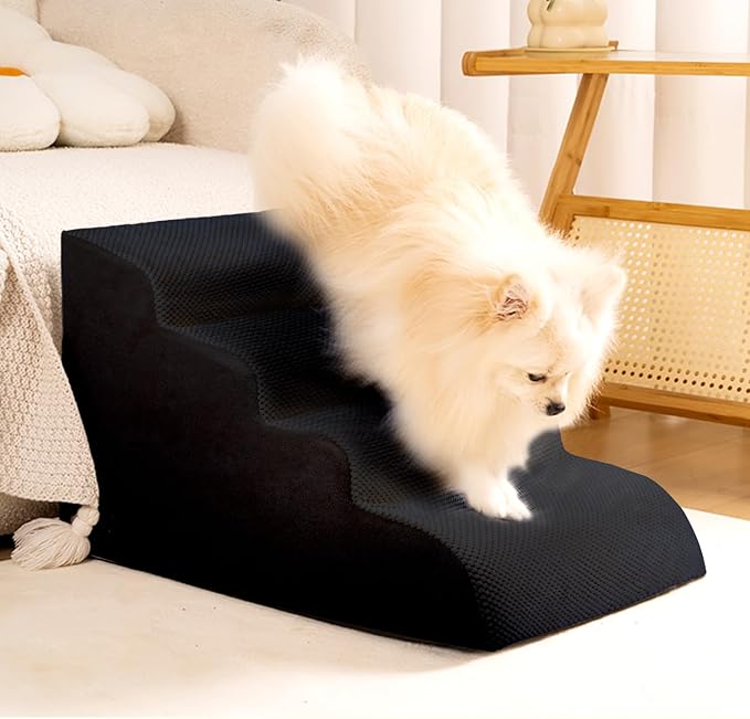 Dog Stairs for Small Dogs, High Density Foam Dog Steps, Extra Wide Non-Slip Pet Ramp for High Beds Or Couch, Soft Doggie Ladder for Dogs Injured, Older Pets, Small Cats