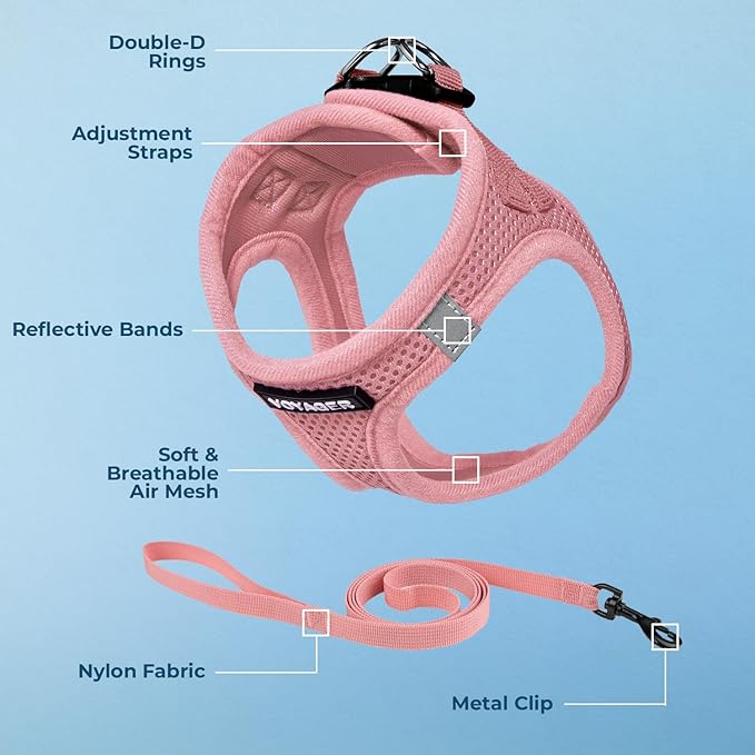 Voyager Step-in Pet Harness - All Weather Mesh, Adjustable Step in Harness for Cats and Dogs by Best Pet Supplies - 307S Pink, XXS
