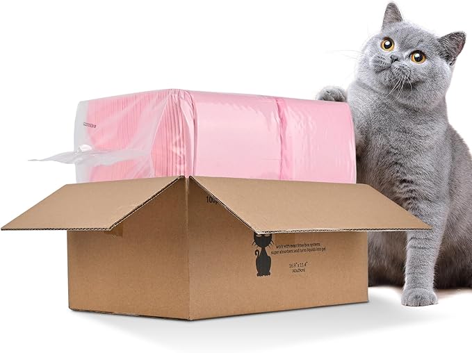 100 Count Cat Litter Pads for Tidy Cats Breeze Litter System 16.9 x 11.4 Inch Lavender Scented Cat Pad Refills Super Absorbent Quick-Dry Pee Pads for Cats(Pink)