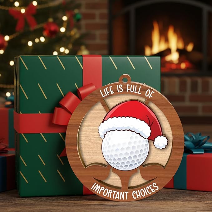 Golf Christmas Ornaments 2025 - Golf Ornaments For Christmas Tree - 2 Layer Wooden Hanging Decor For Sport Fans, Golfer, Sport Lovers, Coaches - Xmas Gifts For Golfers - Funny Golf Gifts For Men Woman