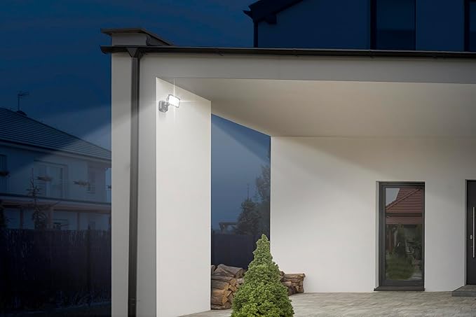 26W Flood Lights Outdoor, Integrated LED Security Light Fixture with 1 Adjustable Head, Adjustable Brightness and Color, Dusk to Dawn Exterior LED Outdoor Light for Garage Yard Porch 2-Pack (Black)