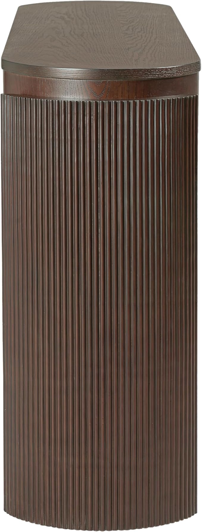 55.1" Entryway Narrow Console Table with Drawers, Oval Top & Fluted Legs, Natural Wood Grain Sofa Table for Hallway, Foyer, Behind Couch, Accent Table for Living Room, Solid Wood + MDF (Espresso)