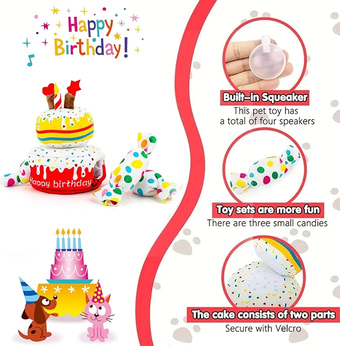 Hollypet Hide and Seek Squeaky Dog Toy, Designed Interactive Puzzle Plush Stuffed Puppy Toys,Cake