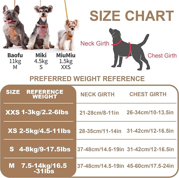 Puppytie No Pull Dog Harness with Multifunction Dog Leash,Soft Adjustable No Choke Escape Proof Pet Harness Vest for Medium Dogs,Denim Mocha Brown,M