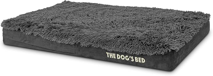 The Dog’s Bed Orthopedic Memory Foam Dog Bed, Large Grey Faux Fur 40x25, Pain Relief for Arthritis, Hip & Elbow Dysplasia, Post Surgery, Lameness, Supportive, Calming, Waterproof Cover