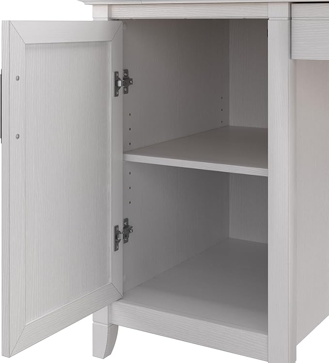 Bush Furniture Key West Computer Desk with Storage | Small Desk for Home Office in Pure White Oak | 54W x 24D Modern Farmhouse Desk