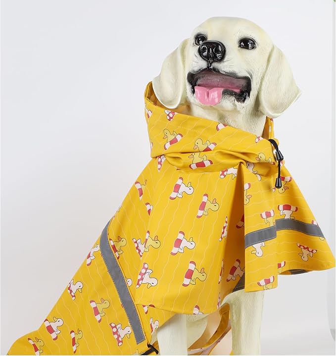 HAPEE Dog Raincoats with Reflective Strip Hoodie,Poncho Jacket for Large Dogs (E5-Yellow River, 26B (Back Length 26"))