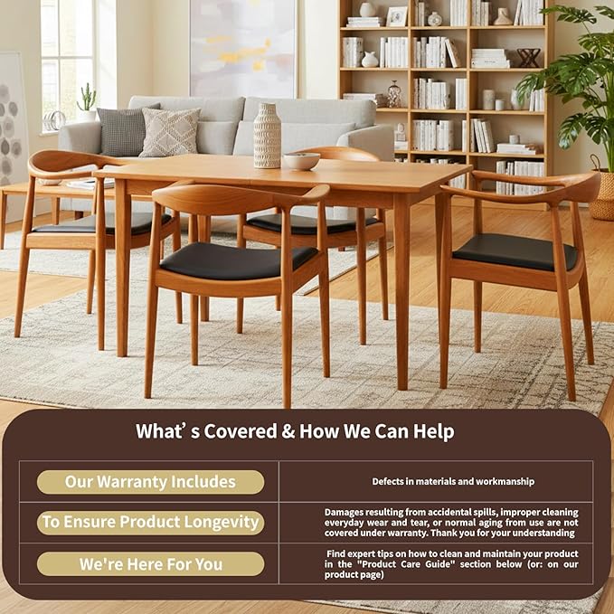 Tomile Upholstered Dining Chair Kennedy Armchair, Mid Century Modern Kitchen & Dining Chairs with PU Leather Cushion Seat, Hans Wegner Elbow Chair for Living Room Bedroom Office (Chestnut Color)