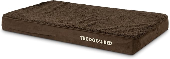 The Dog’s Bed Orthopedic Memory Foam Dog Bed, Large Brown Plush 40x25, Pain Relief for Arthritis, Hip & Elbow Dysplasia, Post Surgery, Lameness, Supportive, Calming, Waterproof Washable Cover