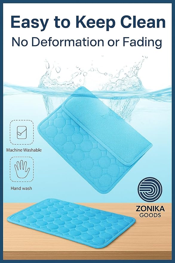 Blue Cooling Mat & Sleeping Pad | Water Absorption | Safe Materials | Easy Carry & Clean | Ideal Cooling Pad for Dogs and Cats | Perfect for Camping, Crates, and Pet Beds | 23.6"L x 19.7"W x 0.8"Th