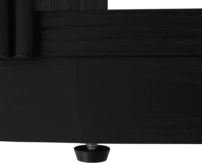 Modern Curved Console Table for Entryway, Farmhouse Solid Wood Fluted Sofa Table with Open Shelf & Elegant Wood Grain, Oval Long Foyer Table for Entry Way Hallway Living Room-58.9" Black